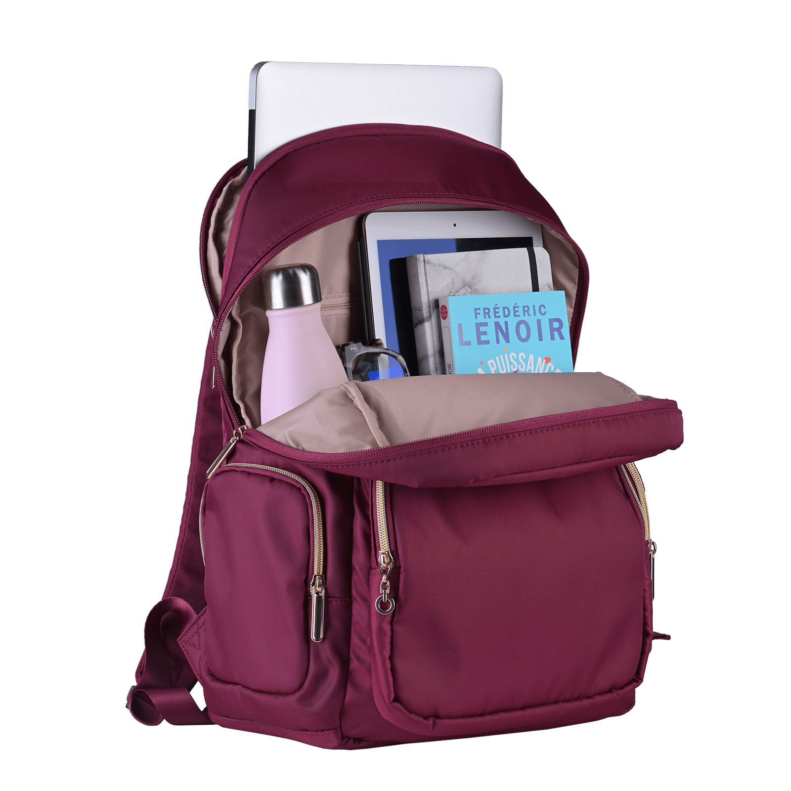 LuckyLy Mochila para Laptop Mujer hasta 15.6 Pulgadas, Moderna con Múltiples Compartimentos, Modelo Zelda, Vino