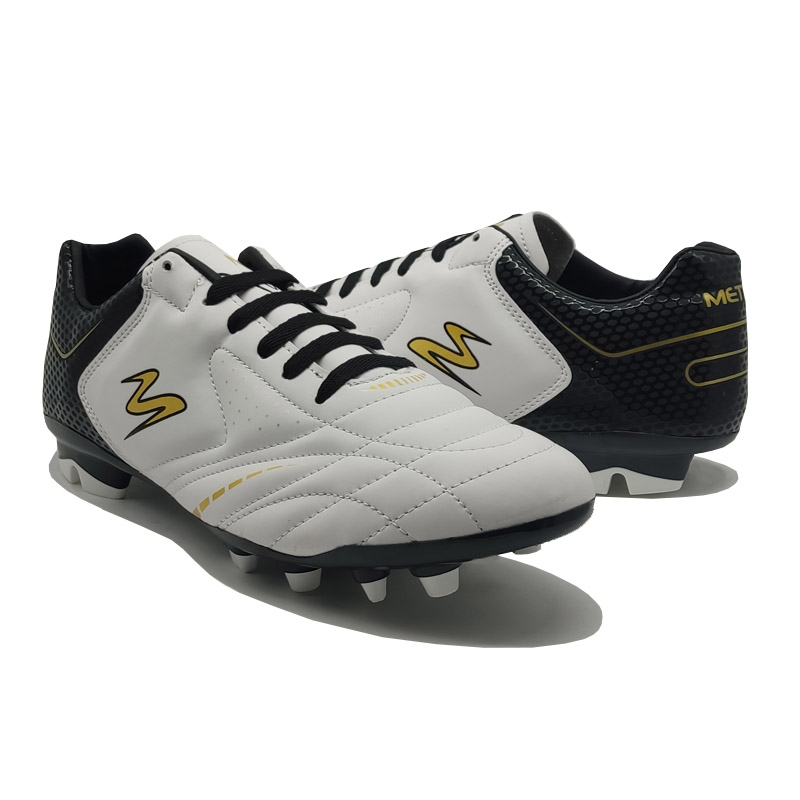 Tenis Metro-E 426 Blanco Negro Oro Tacos Futbol Taquetes Soccer
