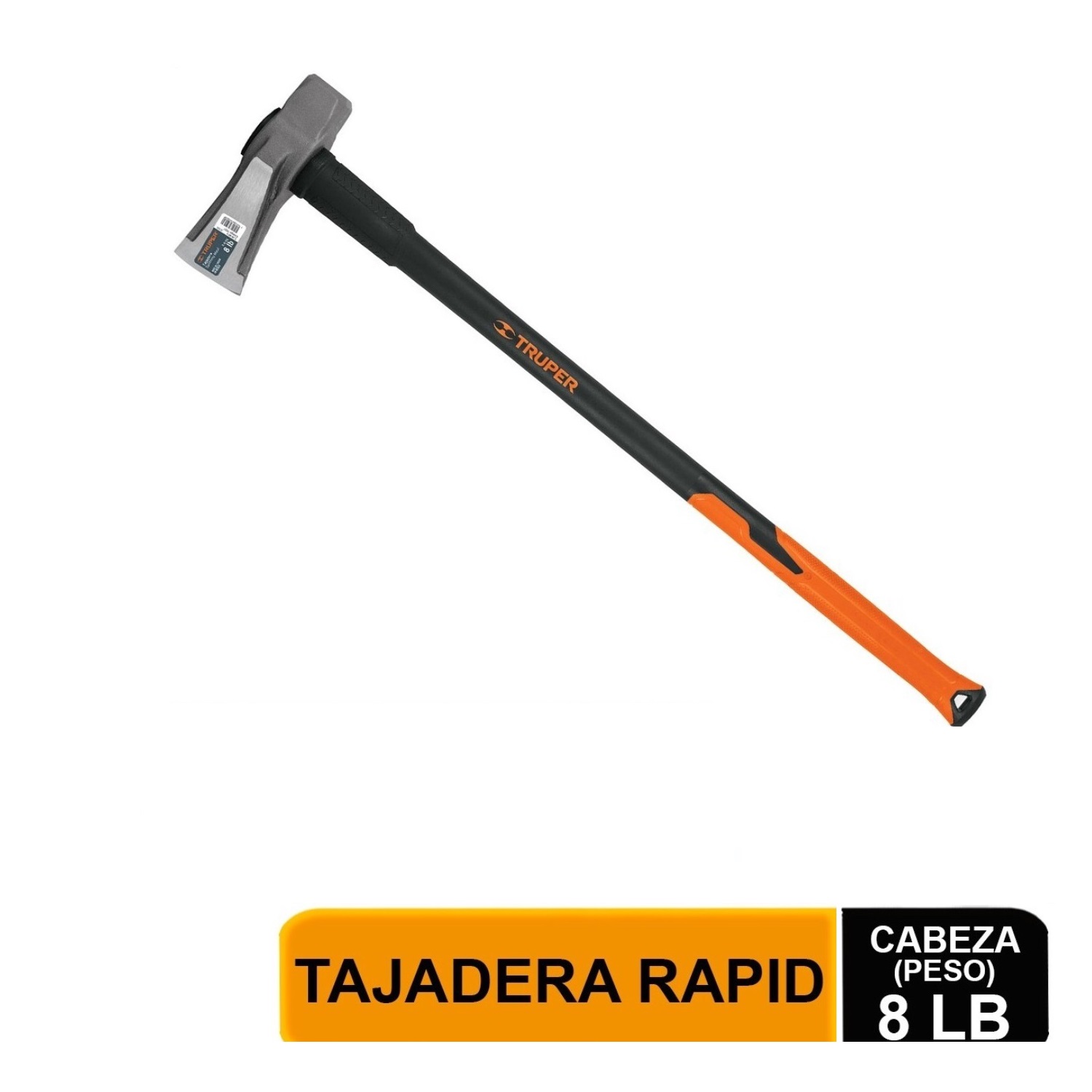Hacha para rajar madera leña 8 lbs, mango fibra de vidrio 36" Truper
