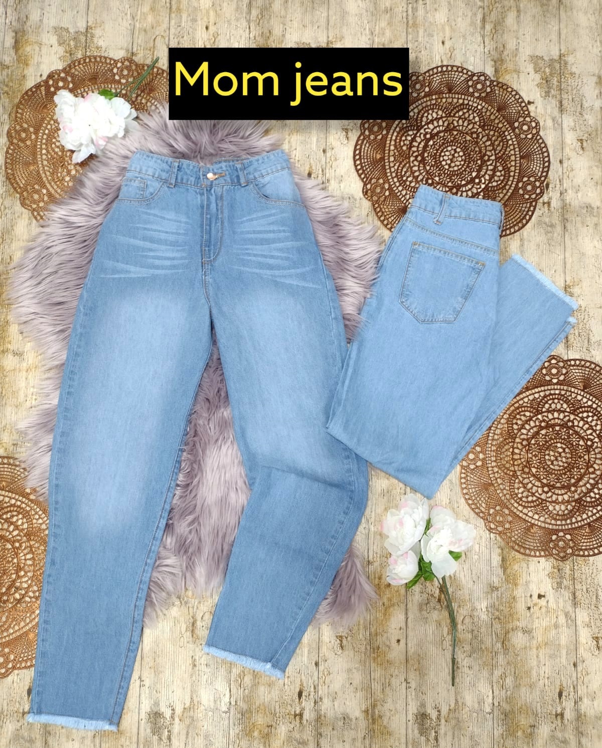 Pantalón de mezclilla para dama tipo mom jeans