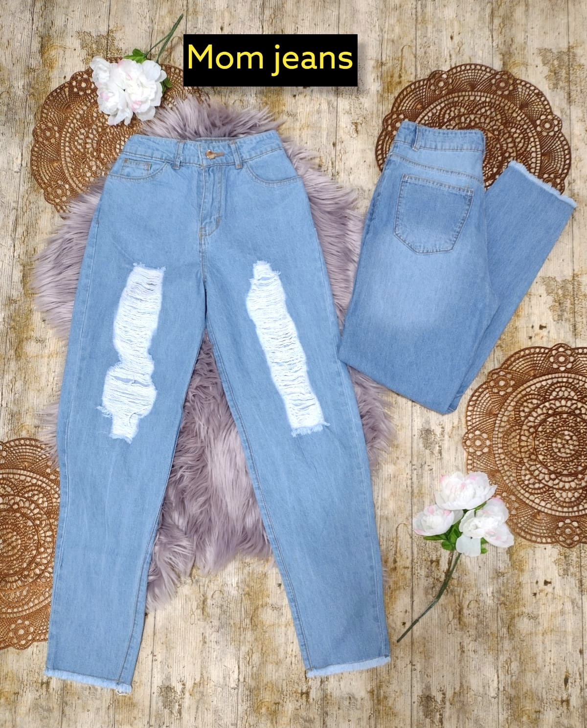Pantalón de mezclilla para dama tipo mom jeans