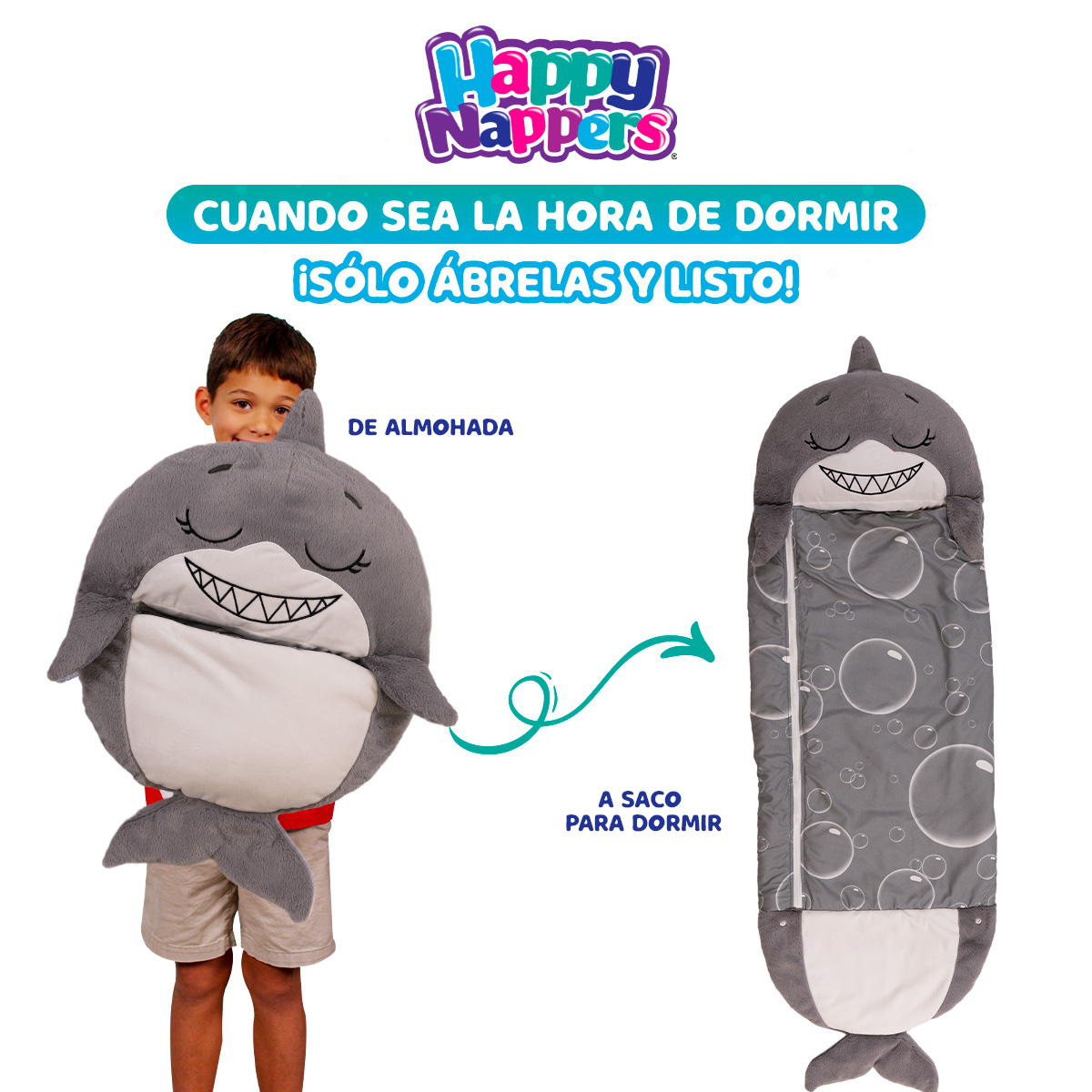 Almohada-Bolsa para dormir Happy Nappers Tiburon