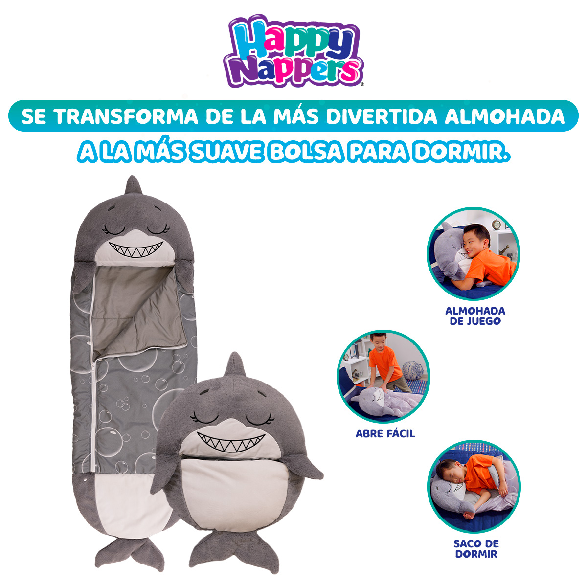 Almohada-Bolsa para dormir Happy Nappers Tiburon