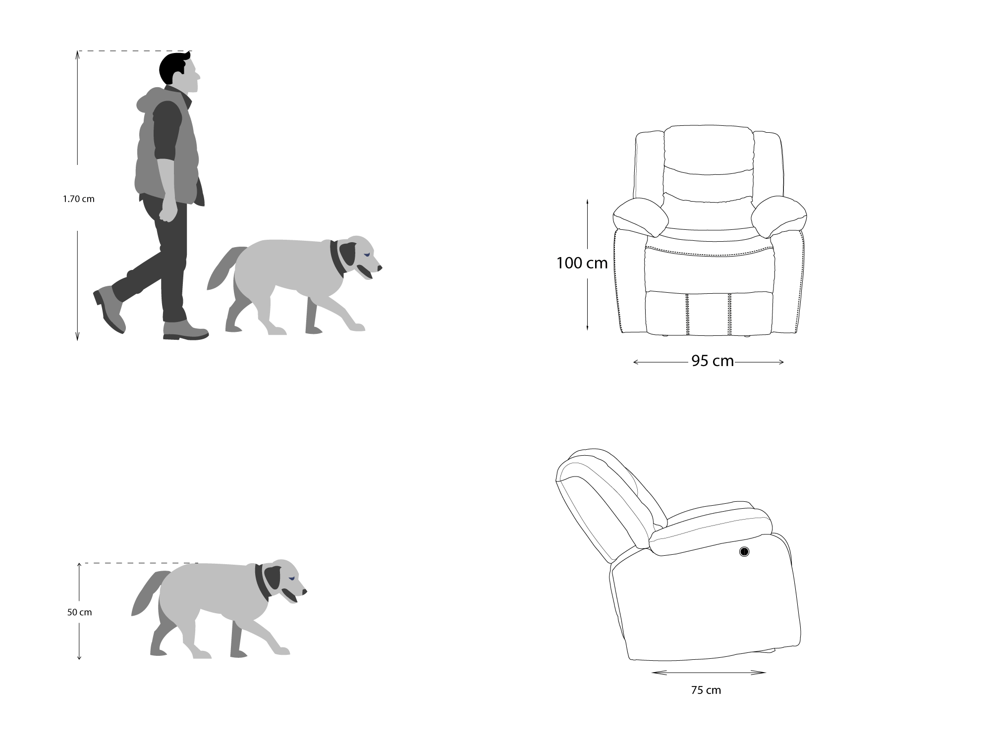 Sillón Reclinable Milán Eléctrico de Tela color Taupe