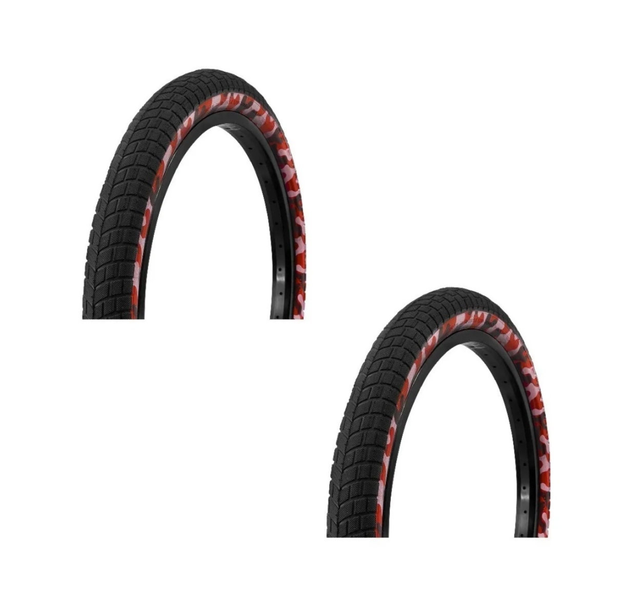 DOS LLANTAS R-20 X 2.125 CAMUFLAJE R-20 BMX CROSS ROJO ENDY1