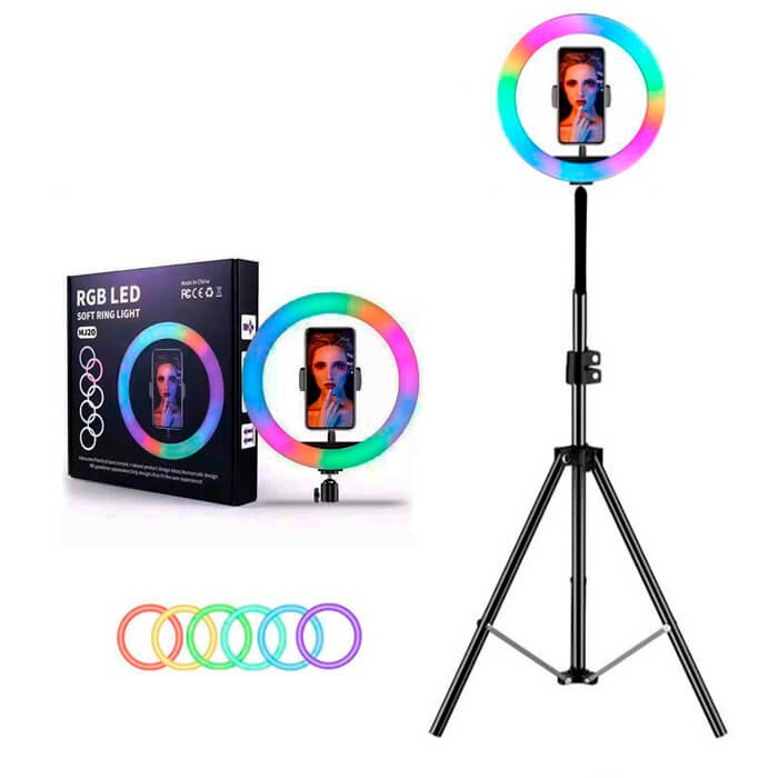 Aro LED RGB Luz Calida Fria Selfie Celular Tripie 10 Pulgadas