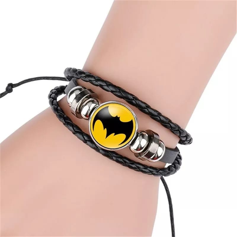Pulsera Batman Cuero Trenzado Ajustable Unisex