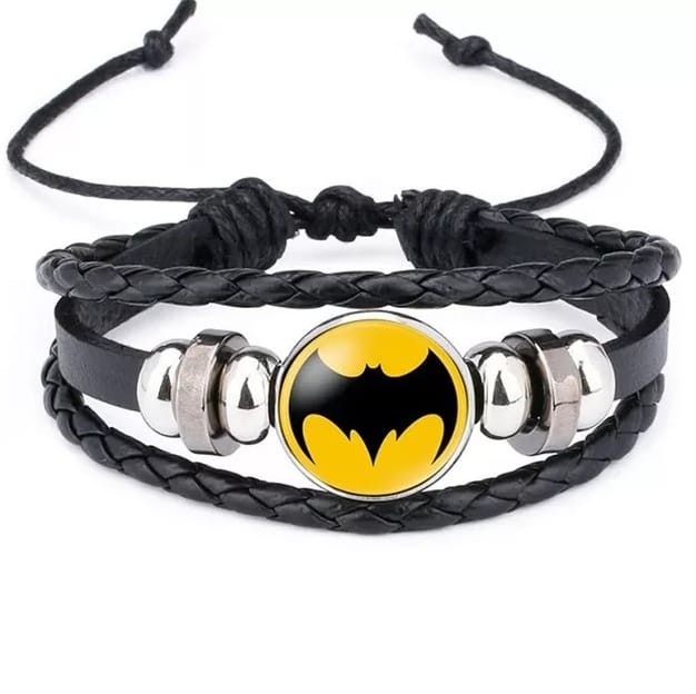 Pulsera Batman Cuero Trenzado Ajustable Unisex