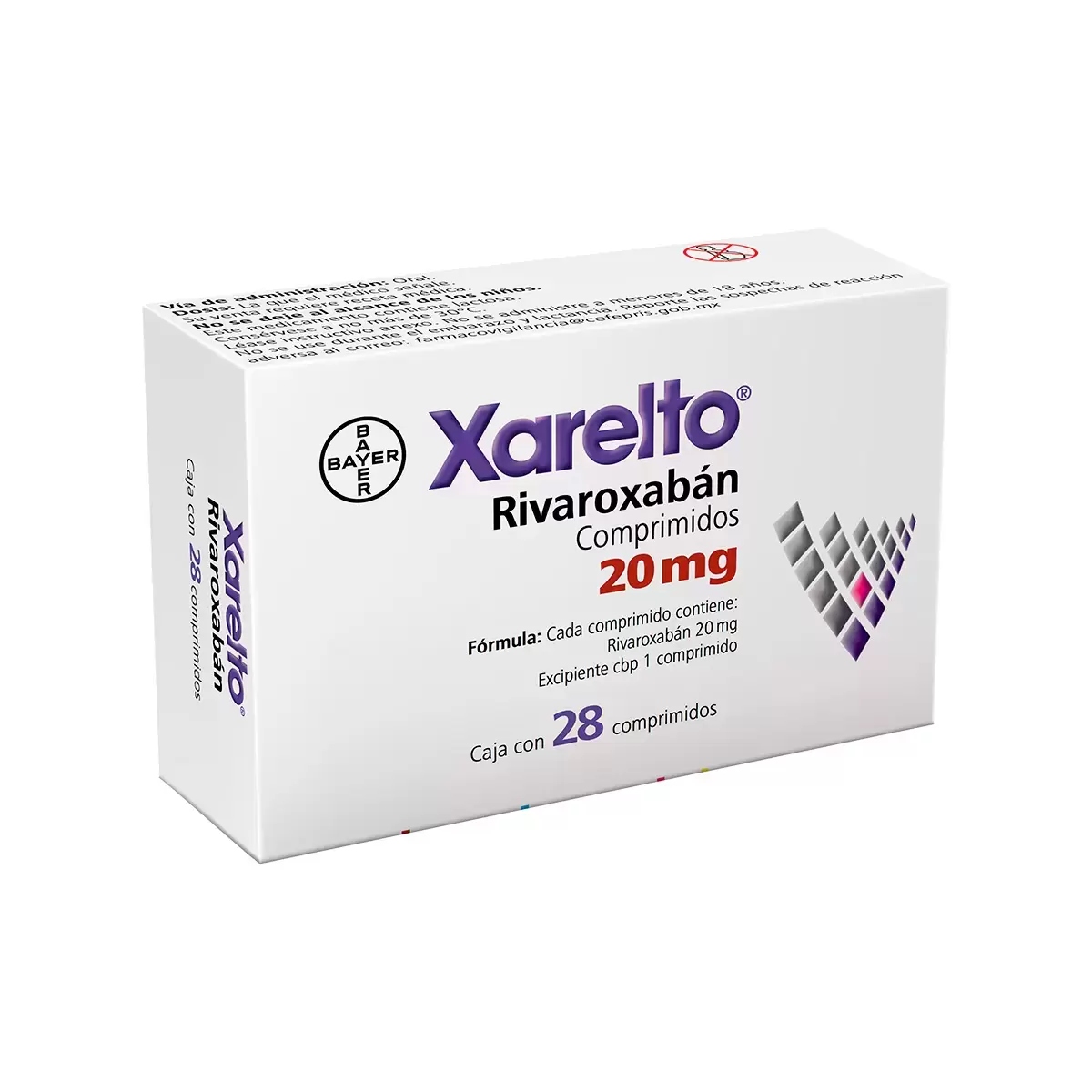 Xarelto rivaroxabán 20 mg con 28 comprimidos