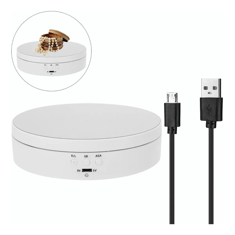 Base Exhibidor Giratorio Eléctrico Con Rotación De 360  Blanco