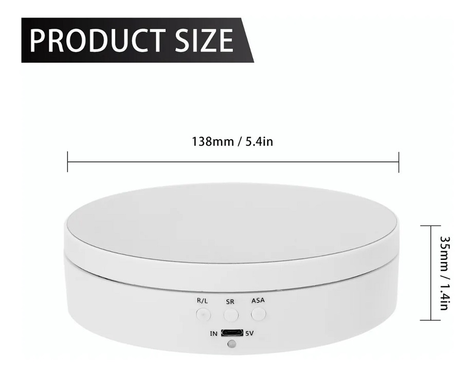 Base Exhibidor Giratorio Eléctrico Con Rotación De 360  Blanco