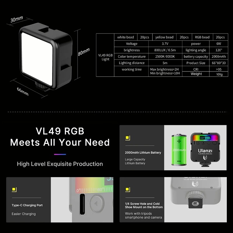 Luz De Relleno Led Ulanzi De Bolsillo Para Fotografía y Video