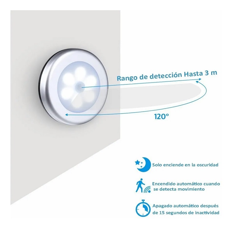 3 Lámparas Led Inteligente Con Sensor Movimiento Platedas