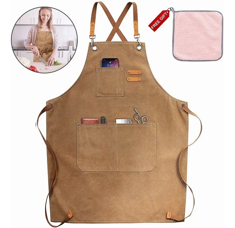 Mandil Delantal Unisex Ajustable Impermeable Marron