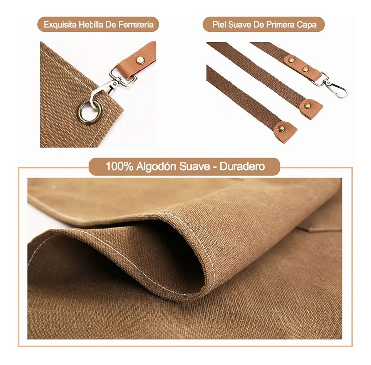 Mandil Delantal Unisex Ajustable Impermeable Marron