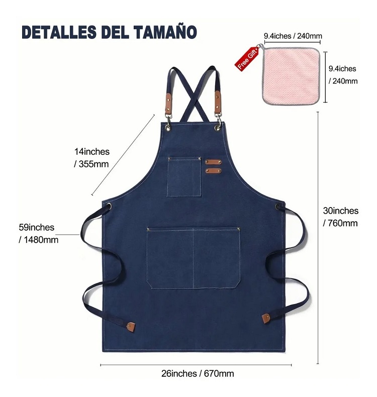 Mandil Delantal Ajustable Impermeable Multiusos Azul