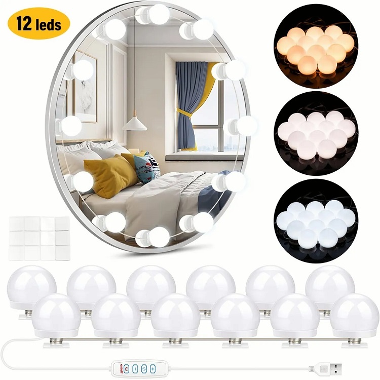 Focos Led Regulables Para Espejo De Tocador, 12 Bombillas