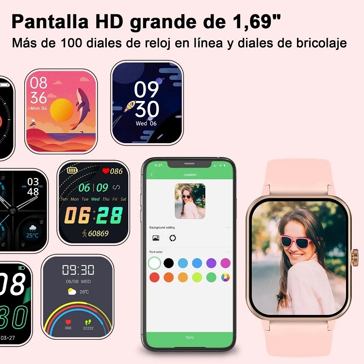 Reloj Smart Watch Mujer Con Temperatura Pulsera Doble Rosa