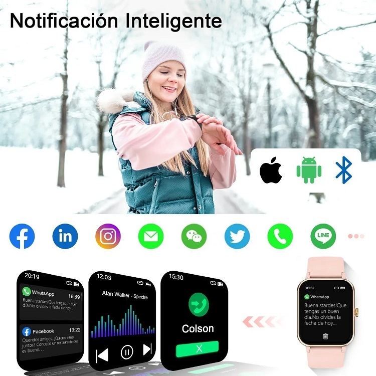 Reloj Smart Watch Mujer Con Temperatura Pulsera Doble Rosa