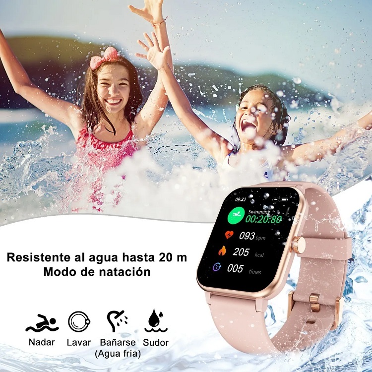 Reloj Smart Watch Mujer Con Temperatura Pulsera Doble Rosa