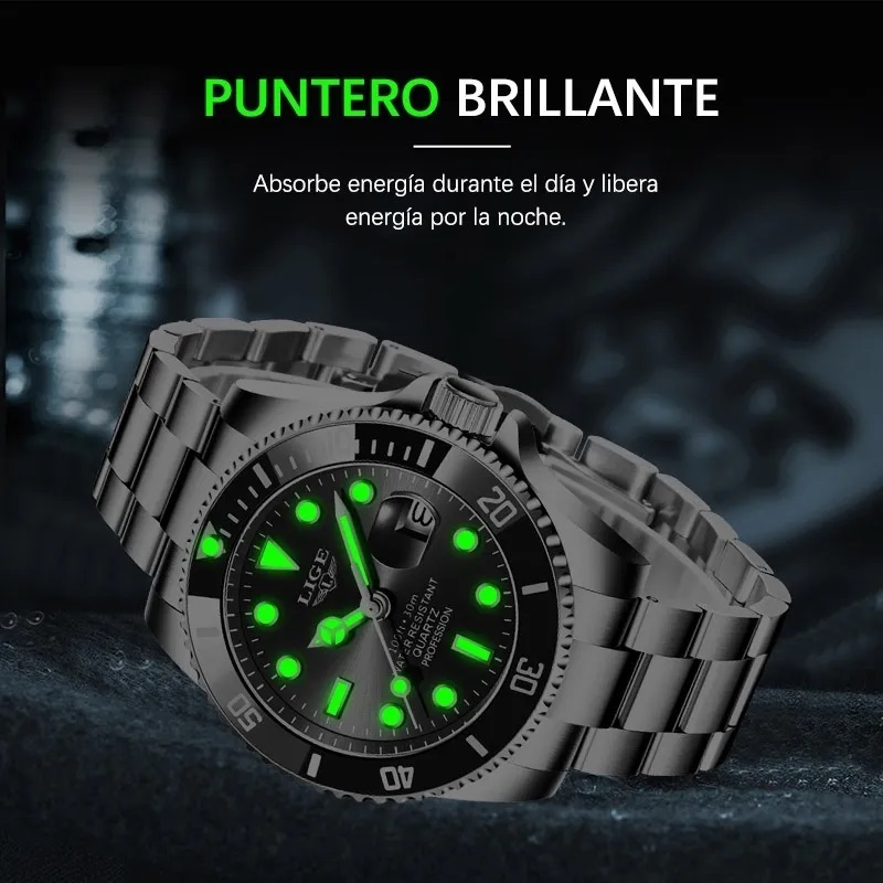 Reloj Impermeable Para Hombre, Diseño De Fantasma Plata con Negro