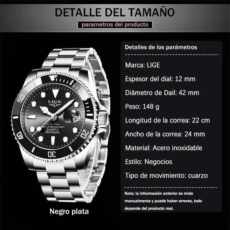 Reloj Impermeable Para Hombre, Diseño De Fantasma Plata con Negro