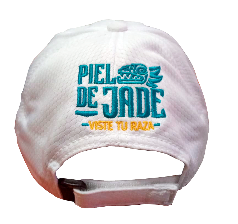 Gorra Blanca 100% Algodón Quetzalcóatl Bordado Serpiente Emplumada