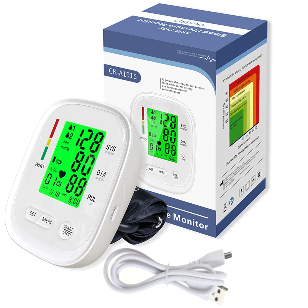 Monitor De Presión Arterial De Brazo Recargable, Baumanómetro De Brazo Digital, Transmisión De Voz, Batería De Larga Duración, Certificación Europea.