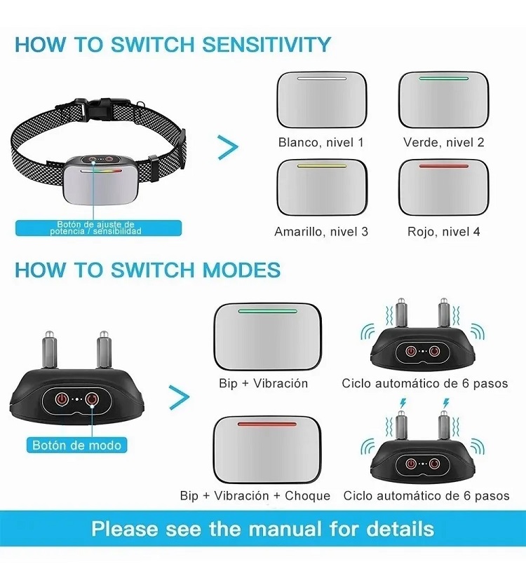 Antiladrido Perro Entrenamiento Collar Eléctrico Automático Plateado