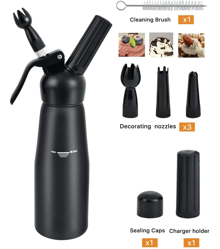 Dispensador De Crema Batida Negro De 500ml