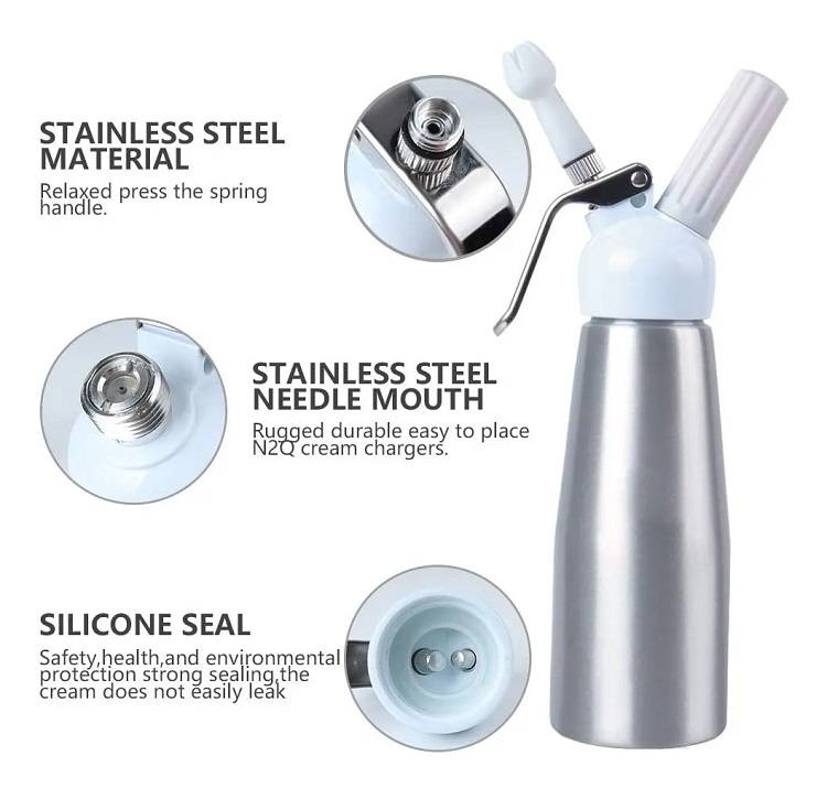 Dispensador De Crema Batida Plata De 500ml