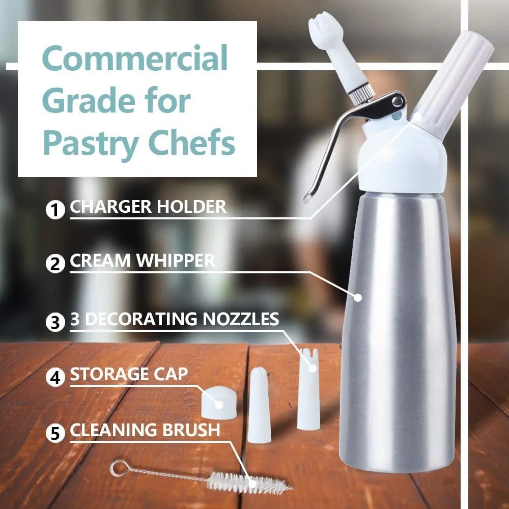 Dispensador De Crema Batida Plata De 500ml