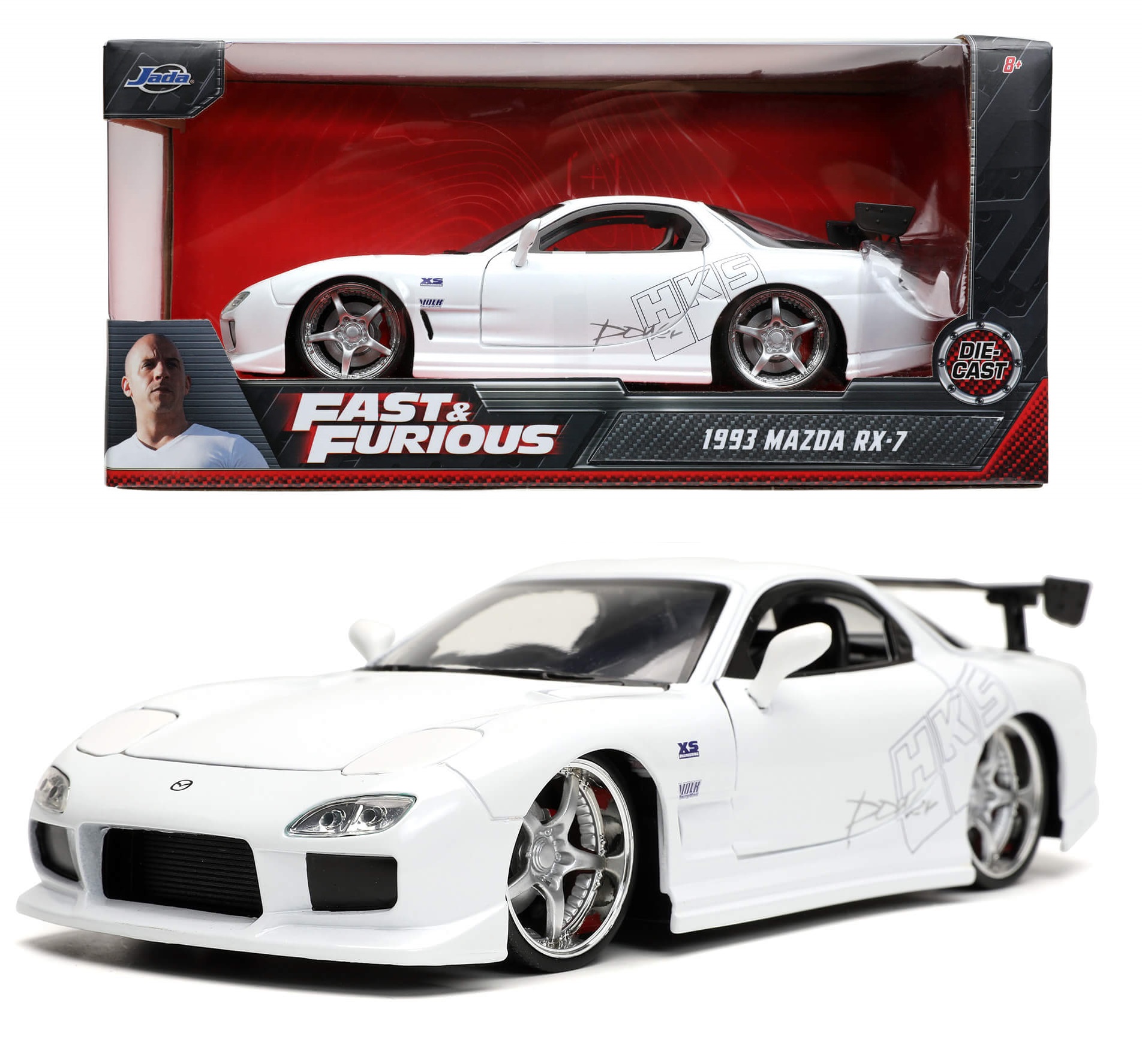 1993 Mazda RX-7 BLANCO Rapido y Furioso JADA TOYS ESCALA 1:24