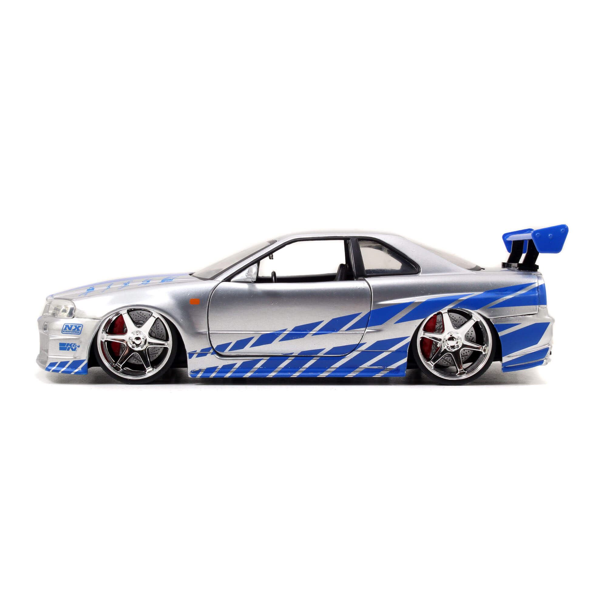 Brian 2002 Nissan Skyline GT-R BNR34 PLATA Rapido y Furioso JADA TOYS ESCALA 1:24