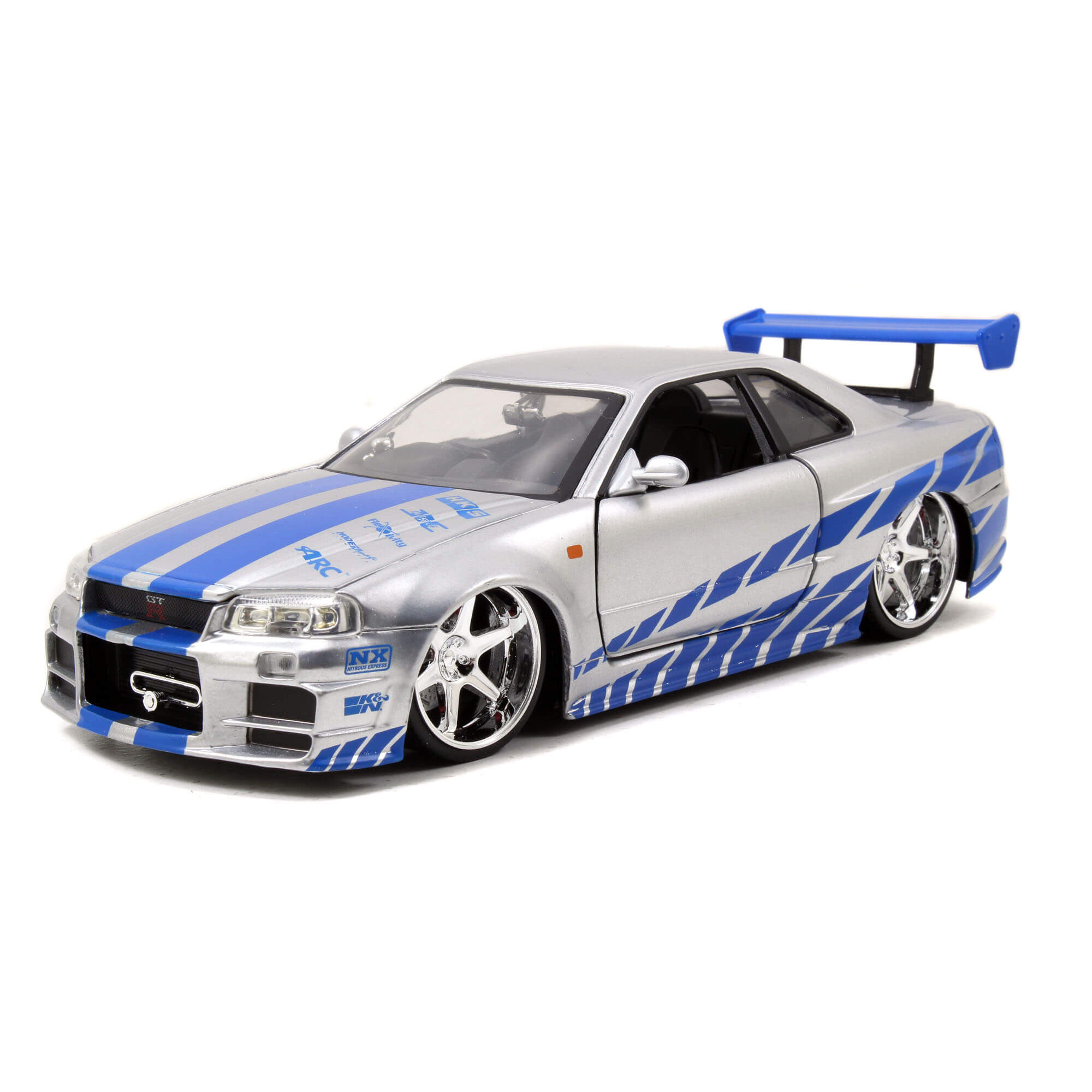 Brian 2002 Nissan Skyline GT-R BNR34 PLATA Rapido y Furioso JADA TOYS ESCALA 1:24