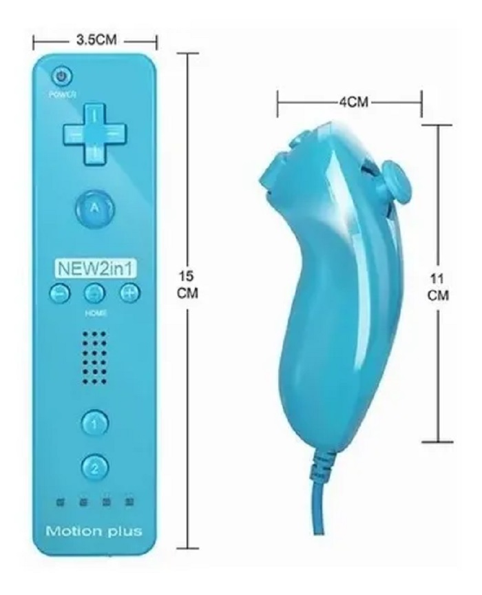 Nintendo Wii Motion Plus - Mando A Distancia 2 En 1 Color Azul