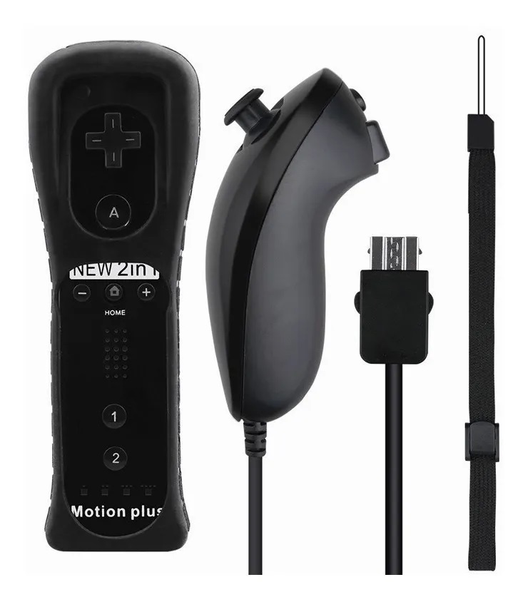 Nintendo Wii Motion Plus - Mando A Distancia 2 En 1 Color  Negro