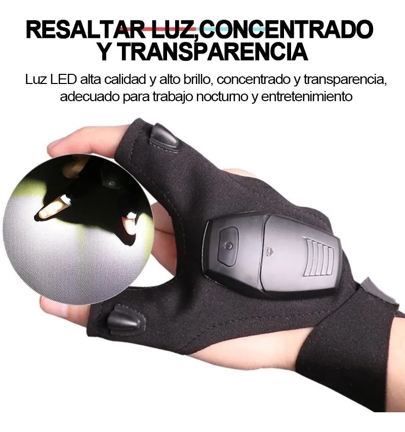 Impermeable Guante Led Camping Trabajo Emergencia Luz Pesca