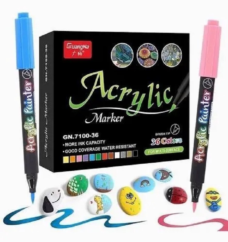 36 Plumones Punta Pincel Brush Pintura Acrílica Tipo Posca