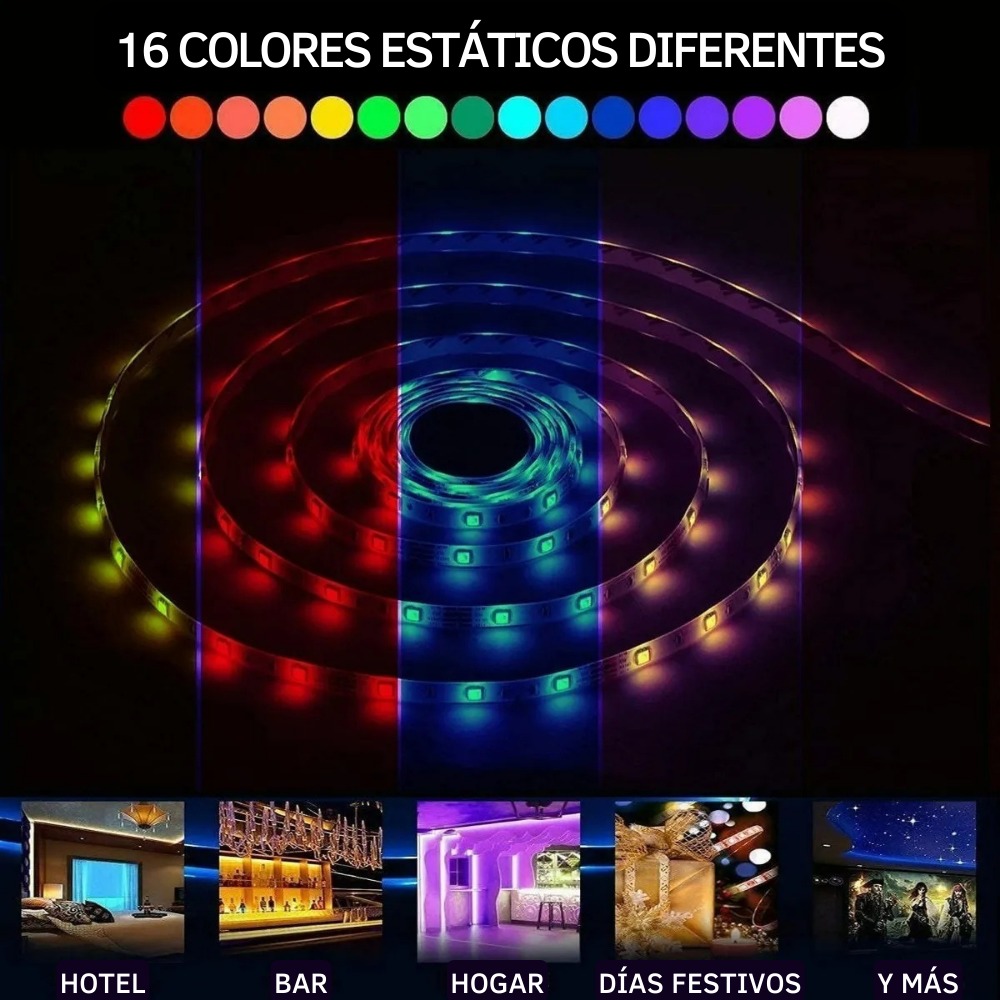 Tira de luces led para TV 2 PIEZAS Multicolor USB 60 leds control remoto  RGB 2M. DOSYU DY-PL04