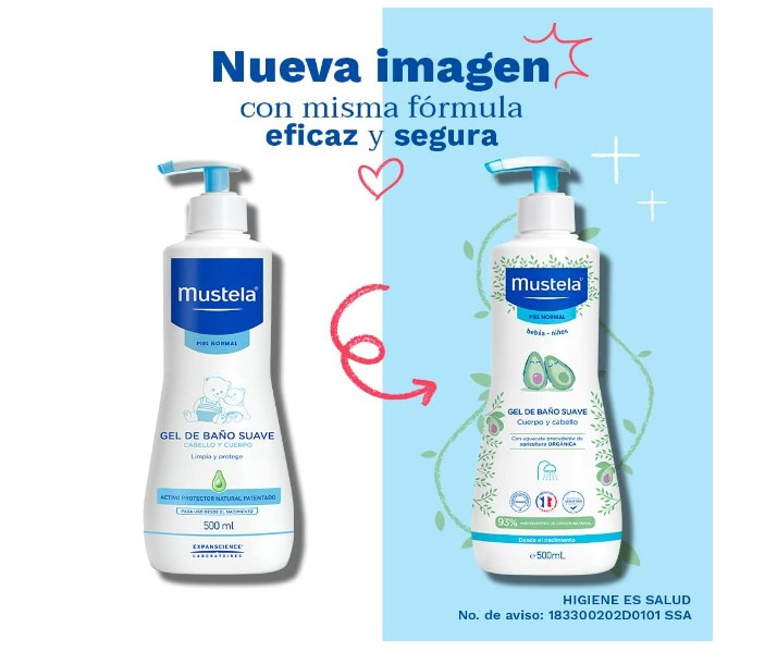Mustela Gel de Baño Suave para cara, cuerpo y cabello de Bebes y niños Limpia y protege 500 ml