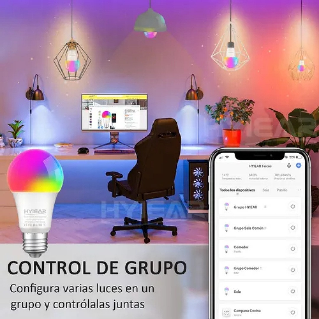 Hyiear Foco Inteligente Wifi Con Siri Alexa Google Home 10w