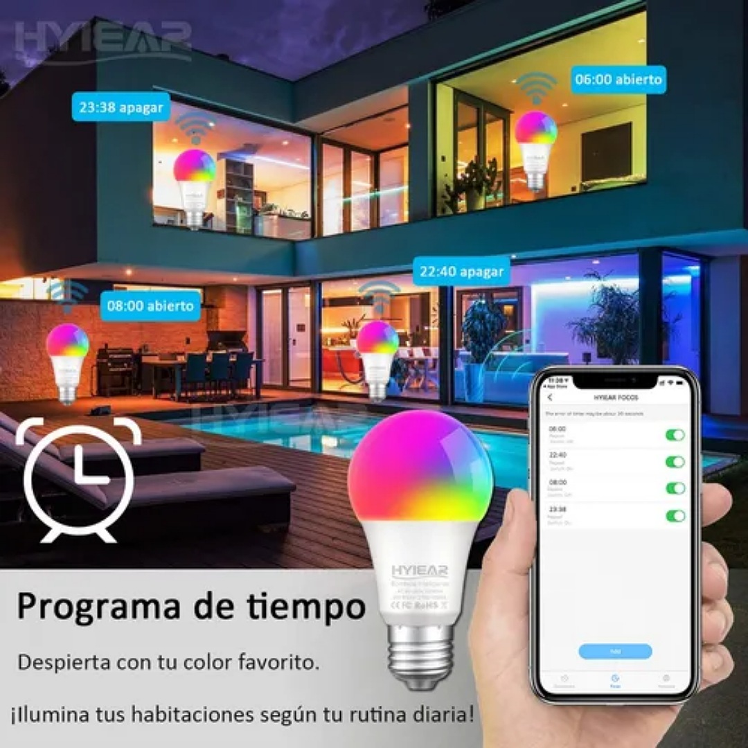 Hyiear Foco Inteligente Wifi Con Siri Alexa Google Home 10w