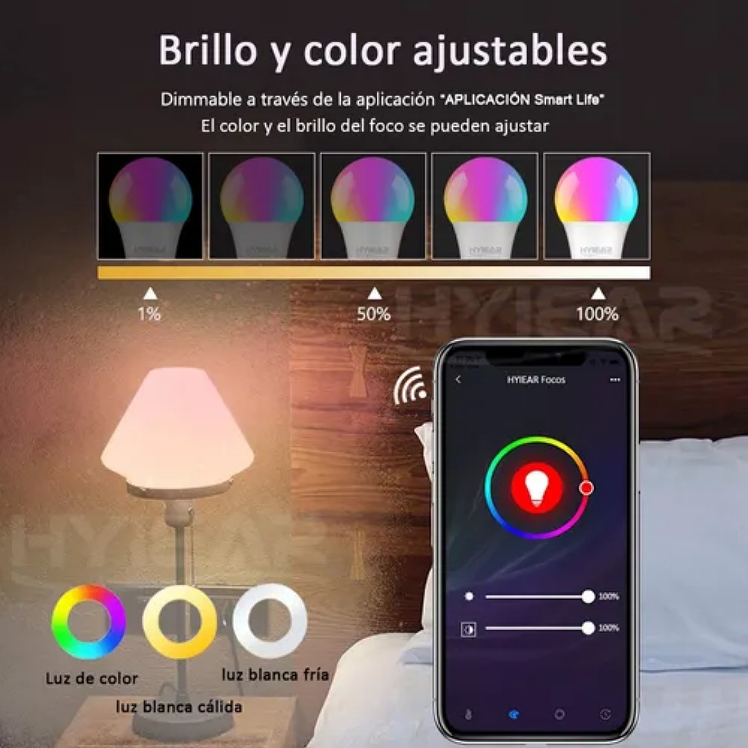 Hyiear Foco Inteligente Wifi Con Siri Alexa Google Home 10w