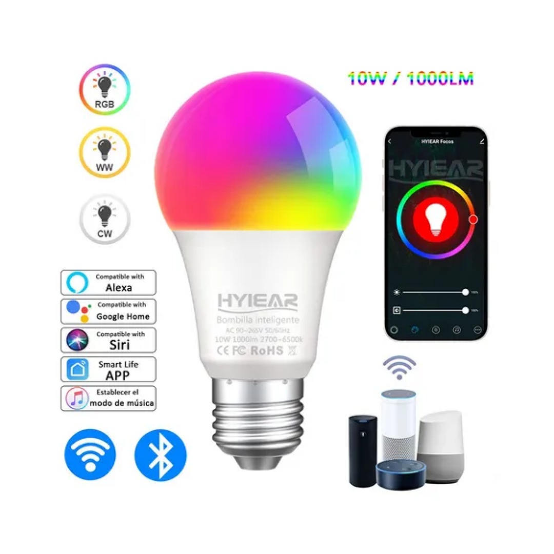 Hyiear Foco Inteligente Wifi Con Siri Alexa Google Home 10w