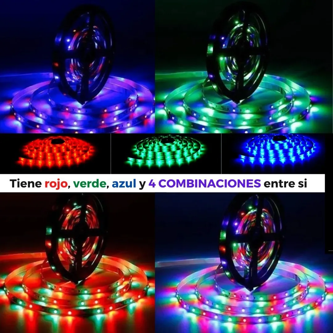 Tira Led Multicolor 3528 5 Metros Luces Para Decoración Interior y Exterior Anti Agua Dosyu