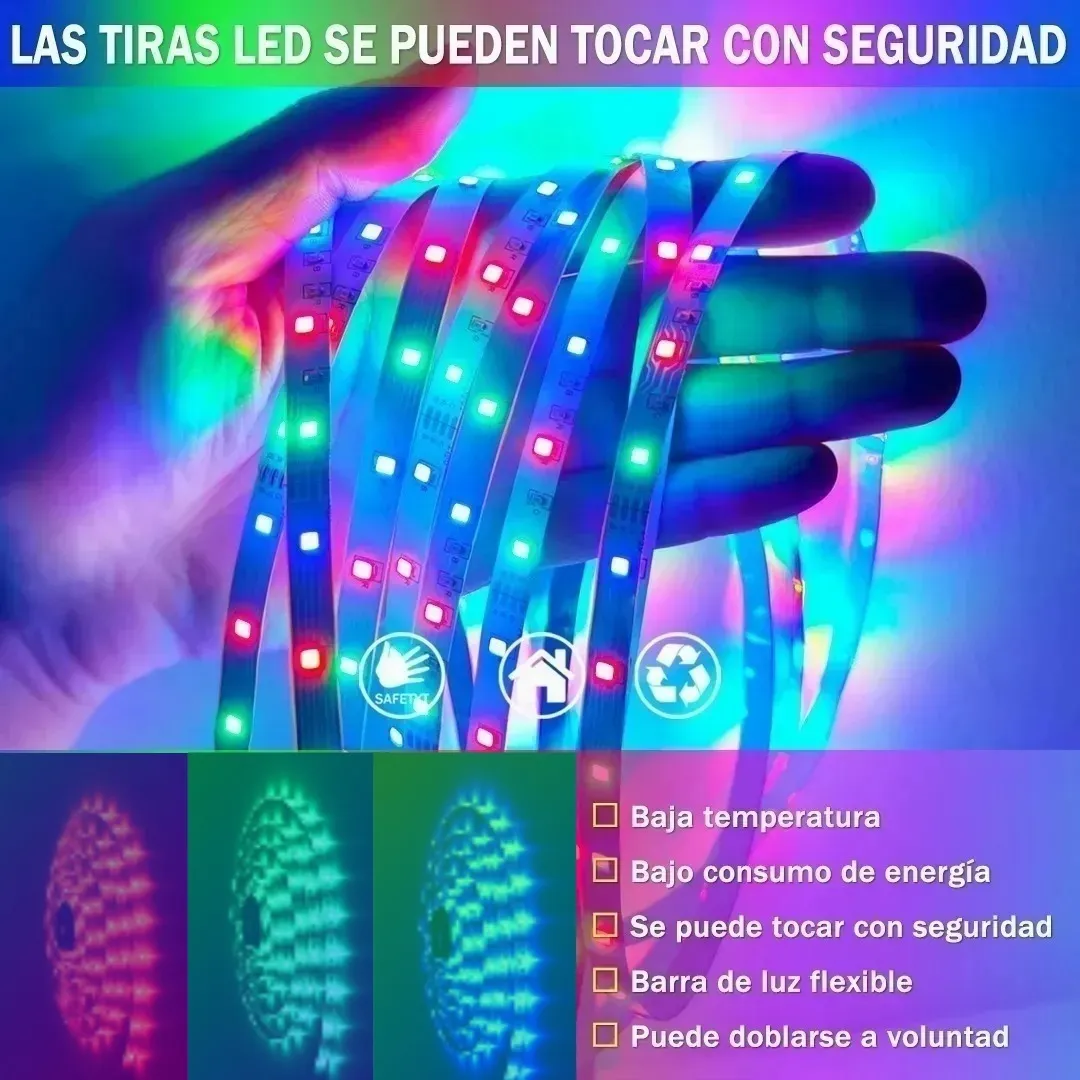 Cinta Tira Led Solar Multicolor 5 Metros Con Control Premium Sin Marca