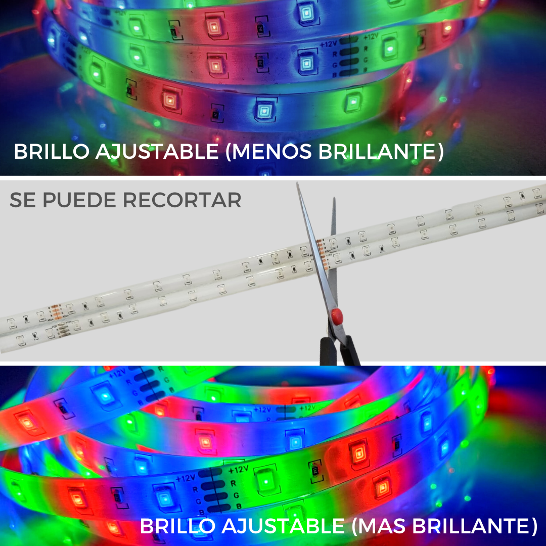 Tira Led Multicolor 3528 5 Metros Luces Para Decoración Interior y Exterior Anti Agua Dosyu