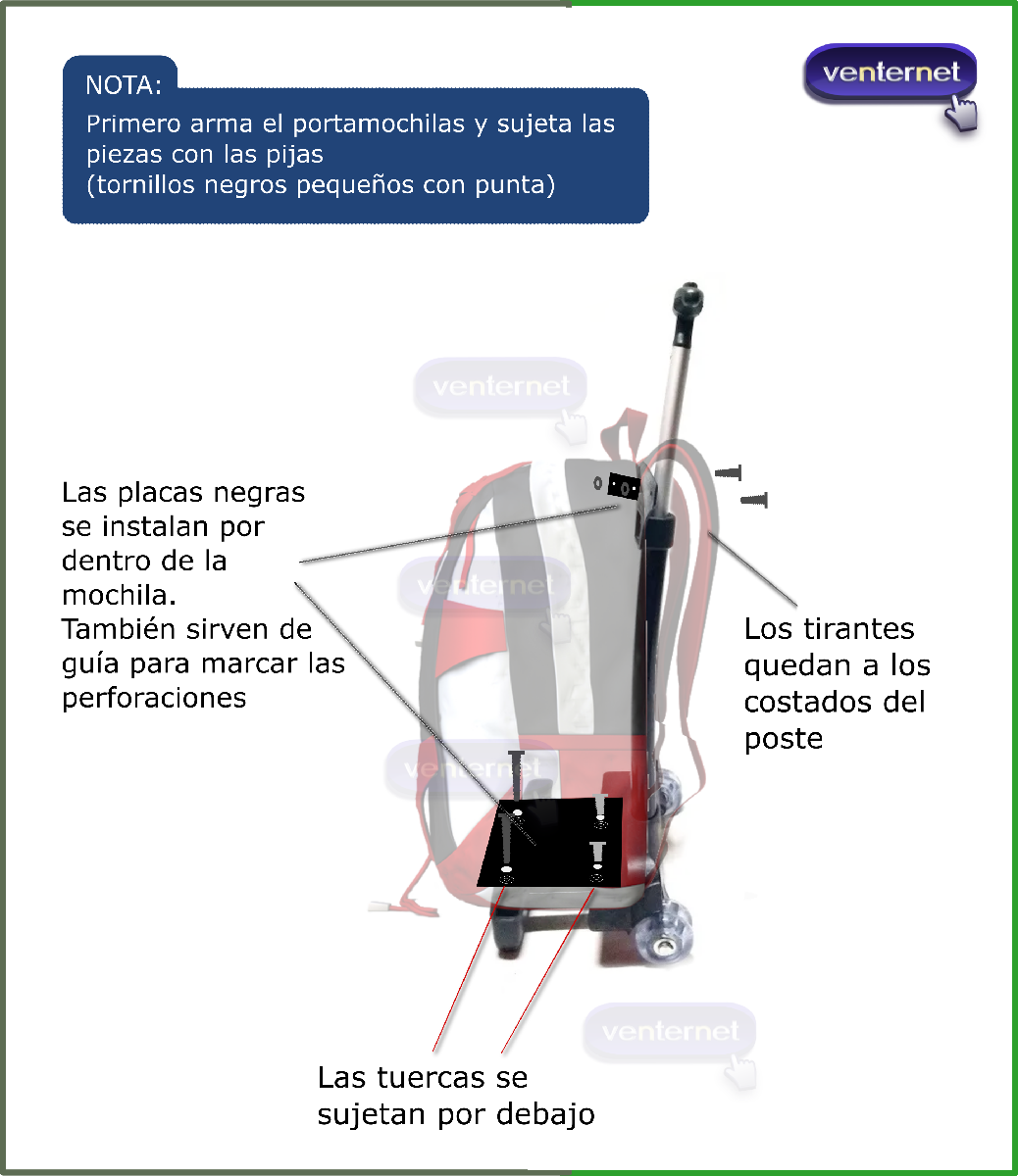 Llantas para mochilas carrito para mochilas de primaria portamochilas de 16"