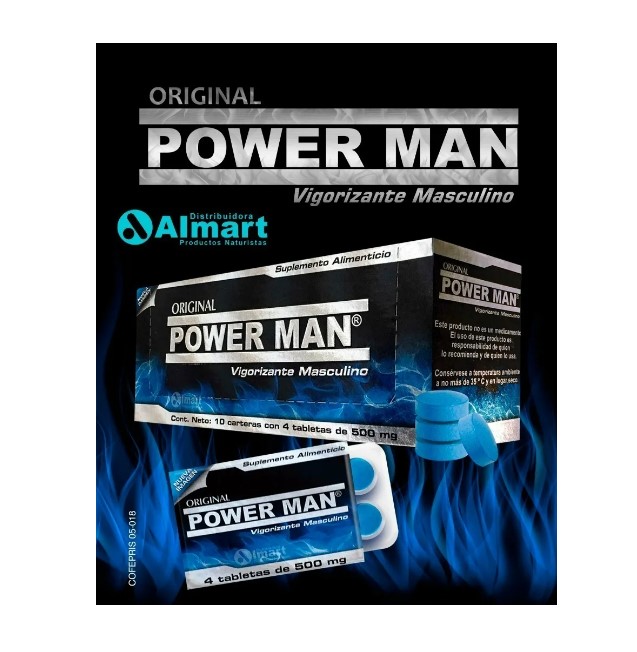 Power Man 4 Tabletas De 500 Mg Pastilla Azul Para Hombres